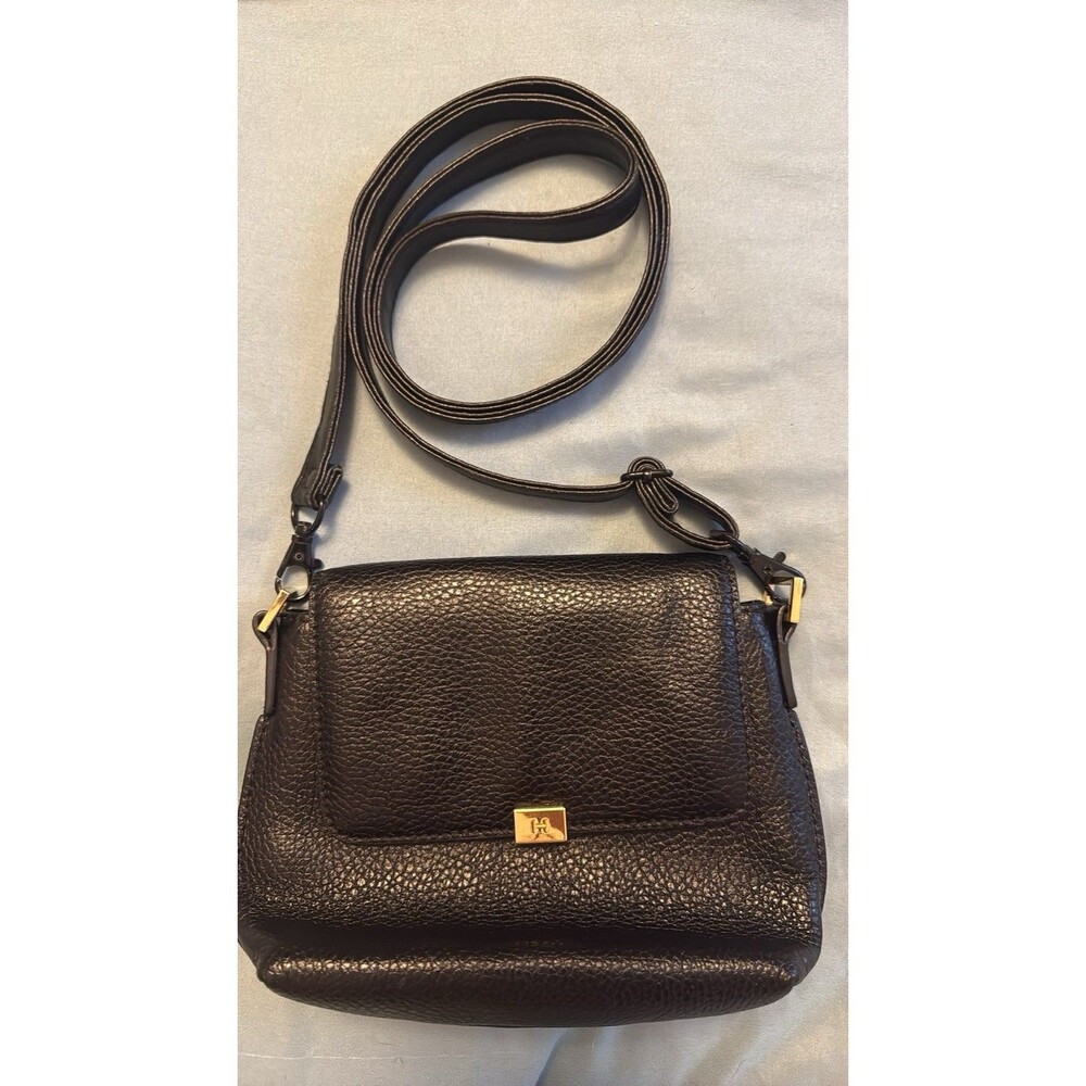 H By Halston Black Leather Crossbody Bag - Pebbled Leather Soft Supple